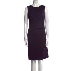 ESCADA Navy & Purple Body Con Crew Neck Knee-Length Dress Size 36/ US Size 6